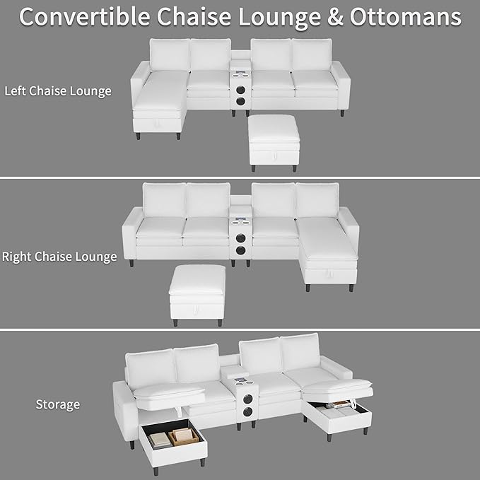 Sectional Couches for Living Room, 4 Seat Sectional Sofa - Image 5