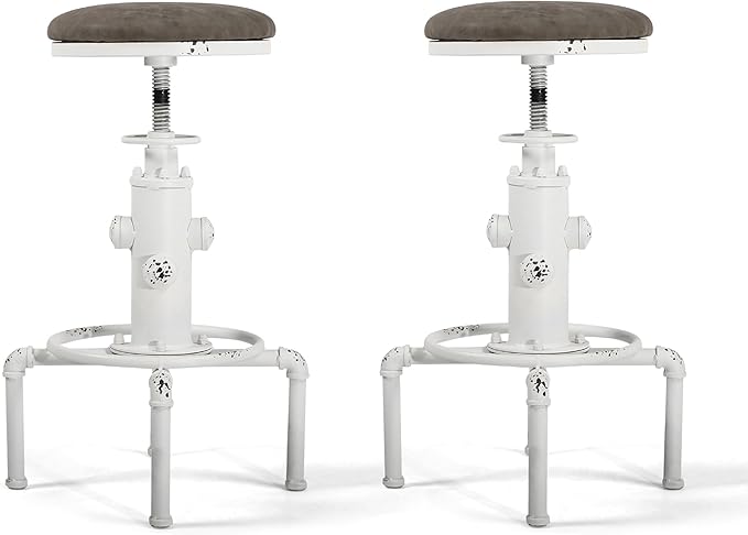 Topower Antique Vintage Industrial Barstool PU Leather Water Pipe Fire Hydrant - Image 9