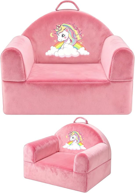 Kids Sofa Chair with Removable Washable Cover & Magic-Tape Backrest Toddler by laapee
