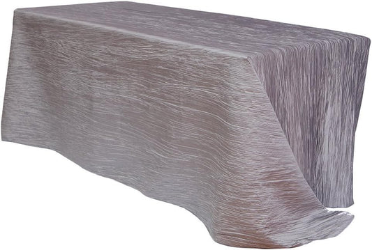 YOUR CHAIR COVERS - 90 x 156 inch Rectangular Crinkle Taffeta Tablecloth - Dark Silver/Platinum, Rectangle Table Linens for 8 ft Rectangular Tables, Wedding Crushed Table Cloth