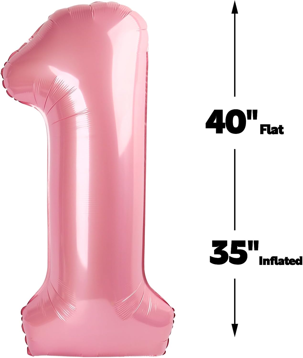 Pearlescent Pink Number 1 Balloon 40 inch, Number 1 Birthday Balloons for Boy Girl, Pearl Pink Foil One Balloon for 1st 10 11 12 16 18 Birthday Party, Anniversary Celebration Numbers Decorations