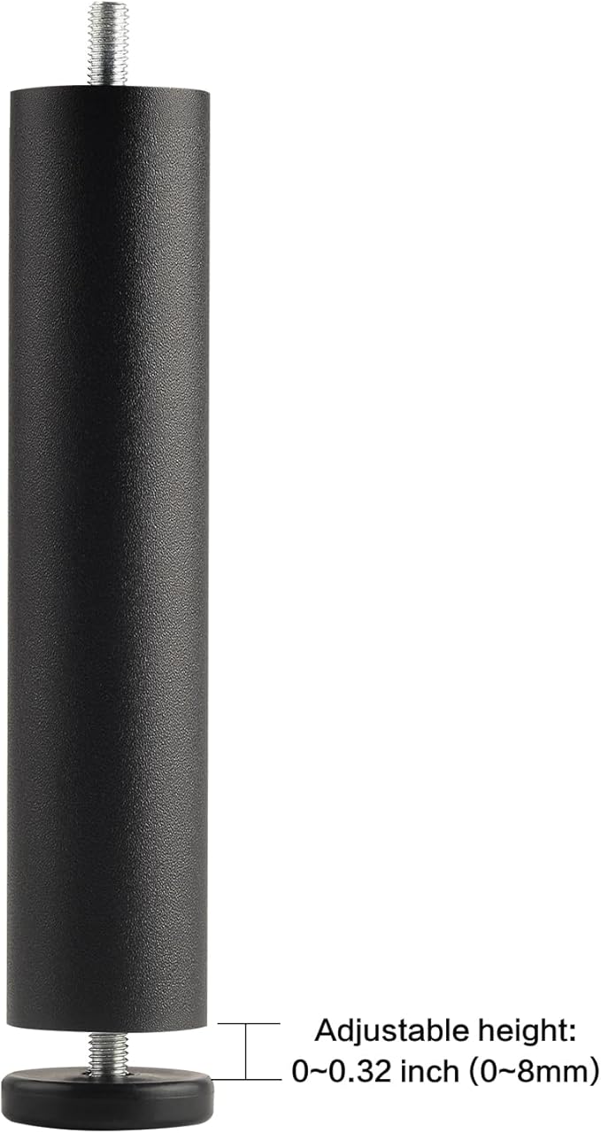 Bed Support Legs Replacement Black 8 Inch Metal Cylinder Legs - Image 3