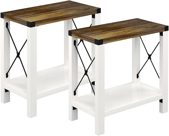 GAZHOME Farmhouse End Table for Small Spaces, Narrow Side End Table by GAZHOME