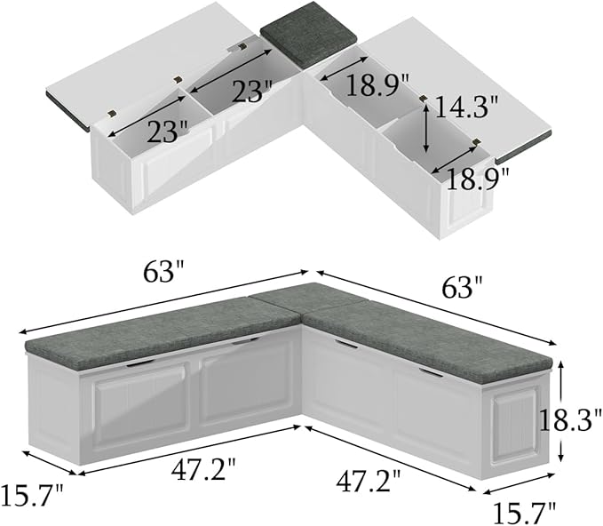 ECACAD L-Shape Wood Shoe Storage Bench - Image 2