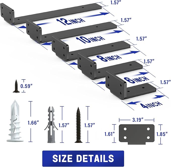 Goovilla Shelf Bracket, Heavy Duty Floating Shelf Brackets 12 inch Long - Image 4