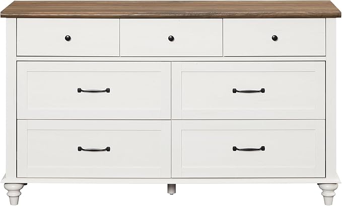 WAMPAT 7 Drawer Dresser for Bedroom, Wide Wooden Chest of Drawers Distressed - Image 9