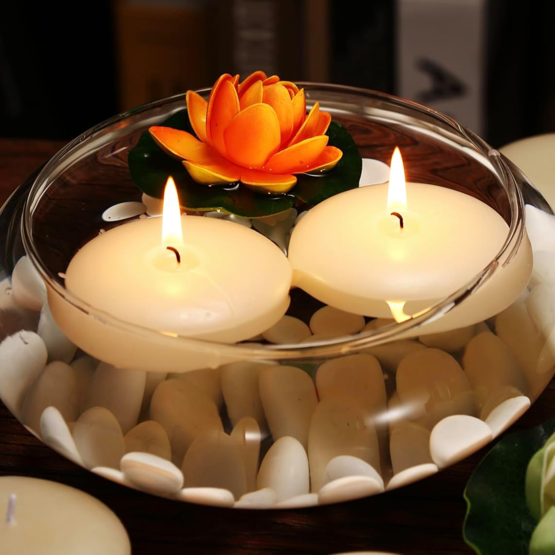 24 Pack Floating Candles, 3” Ivory Unscented Dripless Wax Burning Candles, for Weddings, Party, Cylinder Vases, and Home Decorations