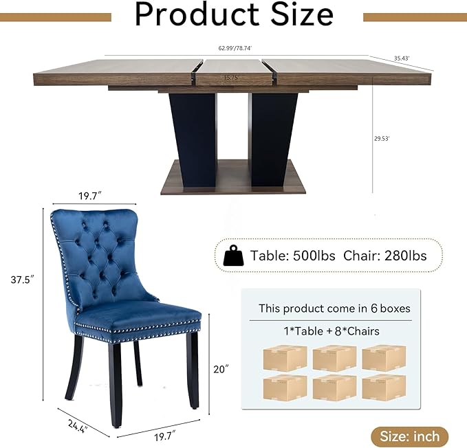 Henf 9 Pieces Extendable Dining Table Set - Image 7