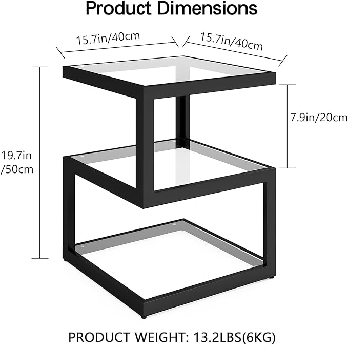 3-Tier Tempered Glass Side Table - Image 3