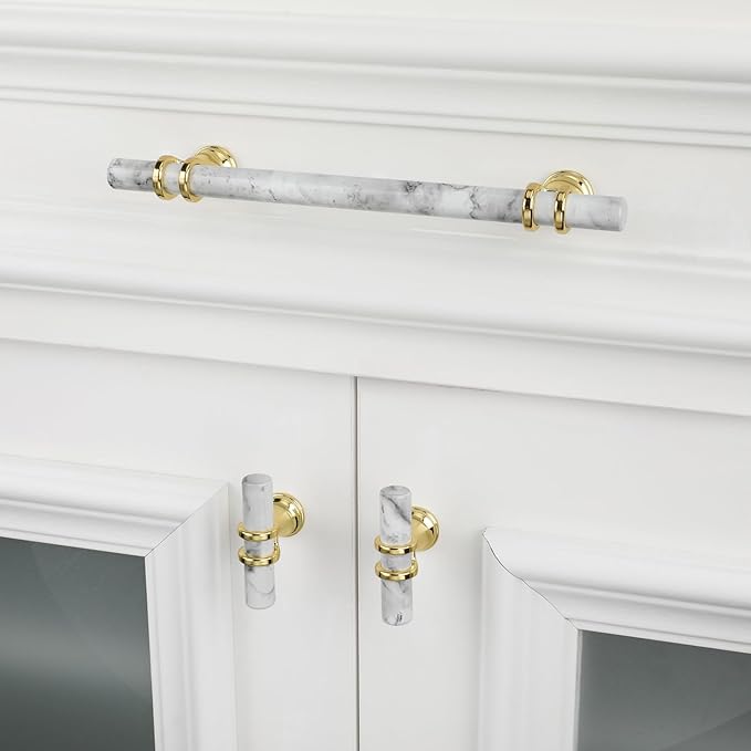 Rergy Cabinet Handles Marble Drawer Pulls and Knobs, T-Bar Hardware - Image 5