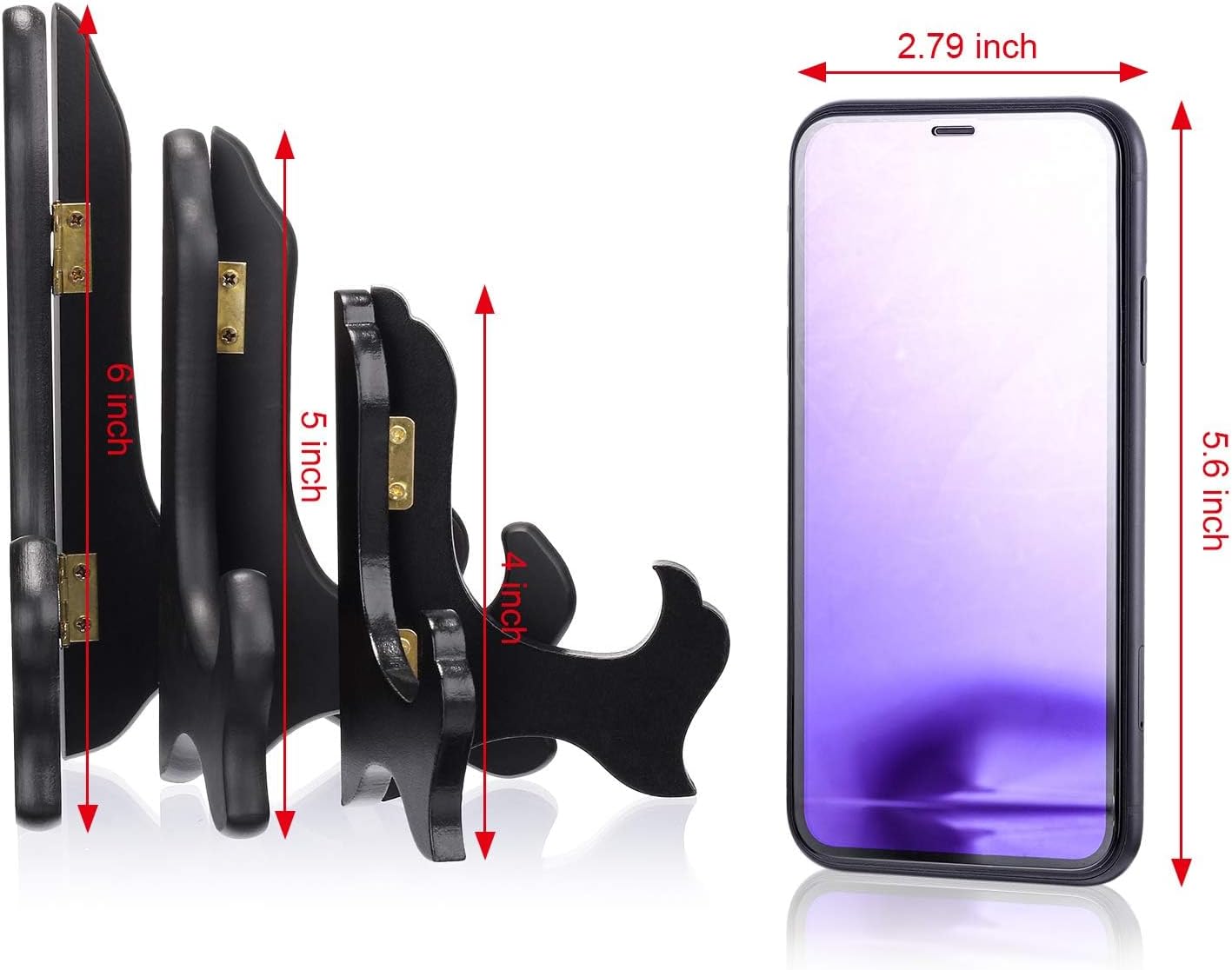 Tatuo 4 Packs Wooden Display Stand Decorative Plate Stands for Display Picture Frame Holder Easels