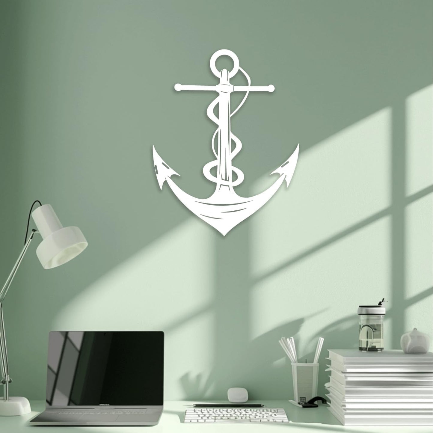 XXQ Anchor Metal Wall Decor, Anchor Metal Wall Art for Bedroom Living Room Dorm Antique Anchor Wall Decor Antique Metal Anchor Farmhouse Decor (Whhite, 28" x 41" / 70 x 105cm)
