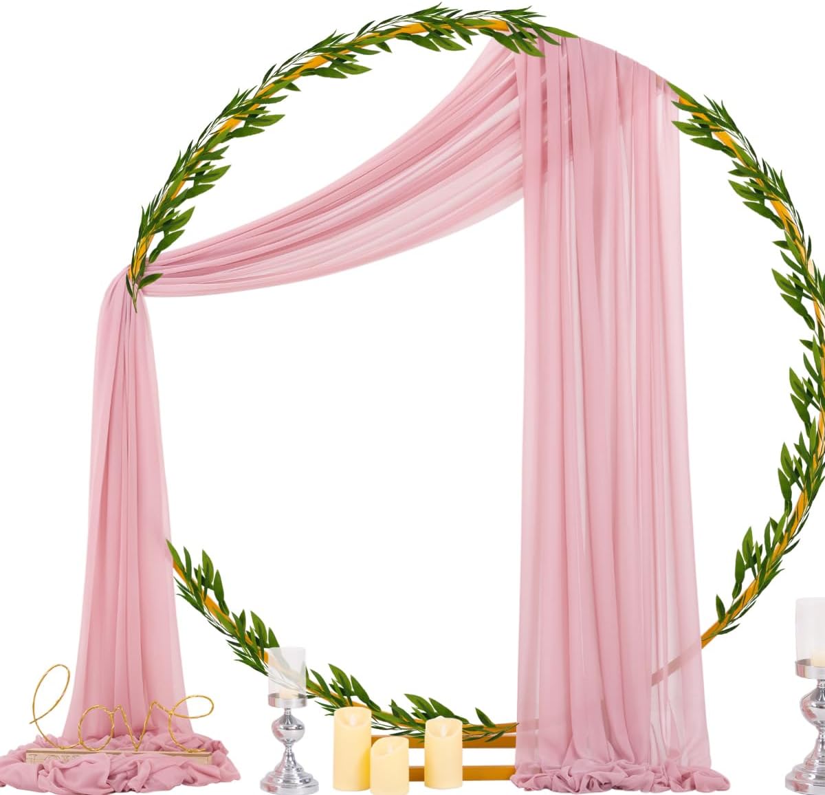 Socomi Wedding Arch Draping Fabric 29" x 20Ft 4 Panels Dusty Rose Sheer Outdoor Curtain Drapes Extra Long for Bridal Baby Shower Ceremony Birthday Party Decor