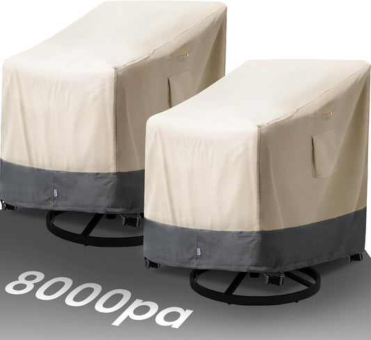 2 Pack Extra Heavy Duty Waterproof Patio Chair Covers for Outdoor / Swivel/ Rocking Chair - Medium Adirondack Chair Covers with Air Vent, 30"W x 34"D x 38.5"H