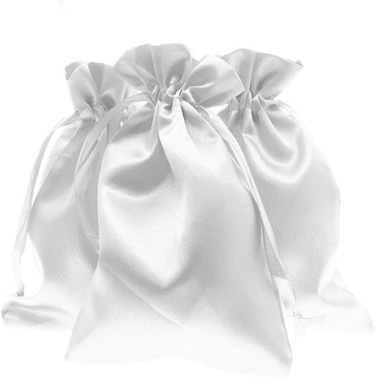 5" x 8" White Satin Gift Bags, Jewelry Bags, Wedding Favor Drawstring Baby Shower Christmas 50 per Pack