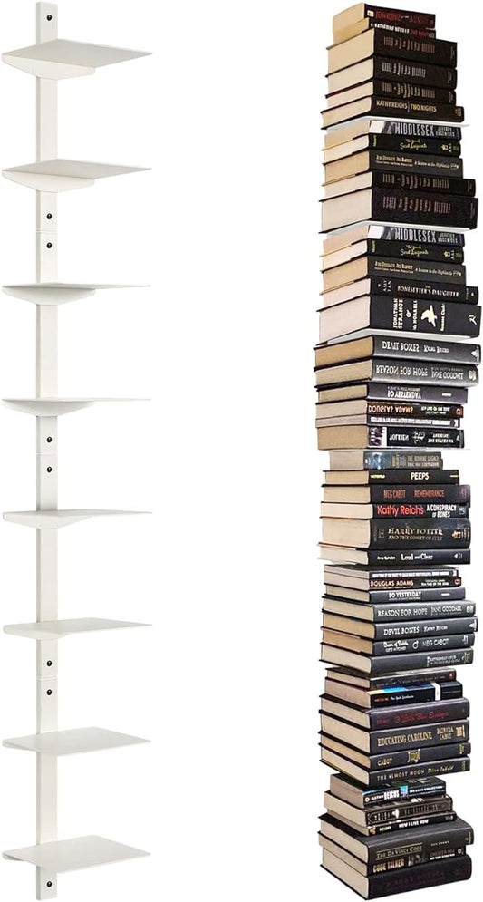 Floating Book Shelves for Wall, 8 Tier Invisible Floating Bookshelf, Vertical by ART-GIFTREE