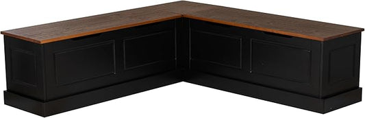 Linon Harris Black and Walnut Backless Kitchen Dining Nook by Linon