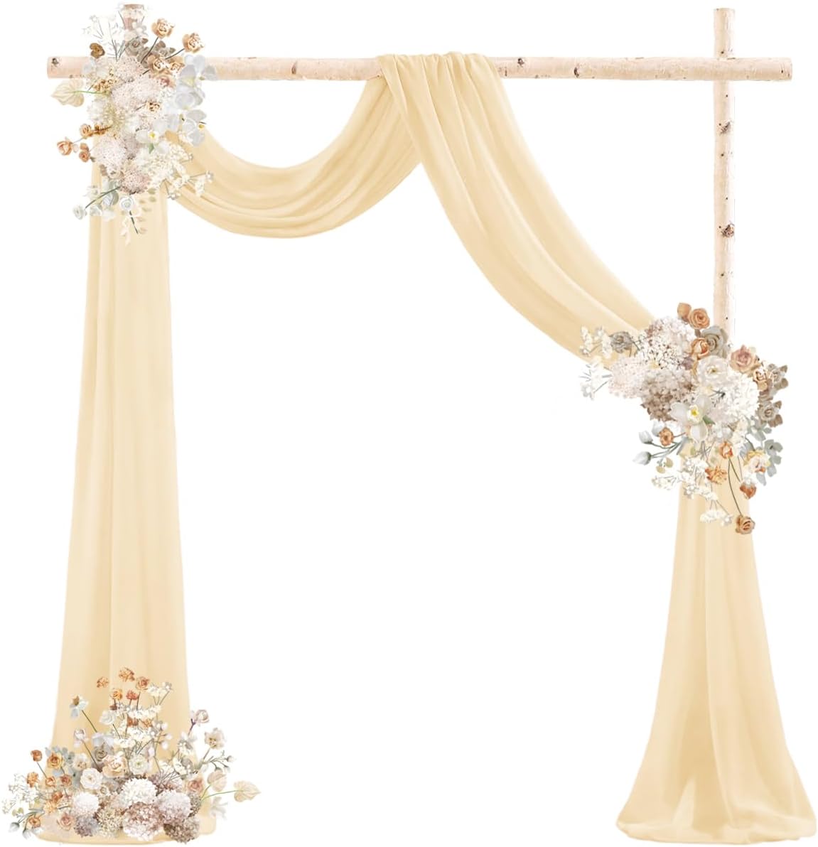 Champagne Gold Wedding Arch Draping Fabric 2 Panels 29" x 20 FT Wedding Drapes for Backdrop Sheer Curtains Drapes for Romantic Bridal Baby Shower Ceremony Birthday Party Fall Outdoor Events