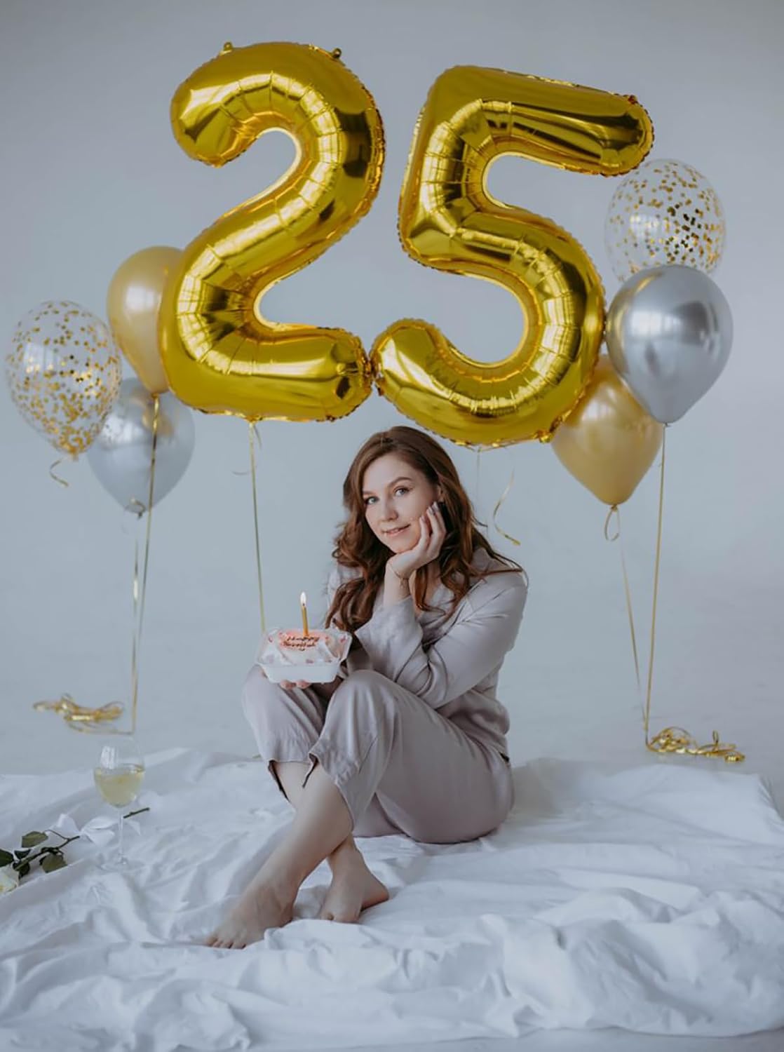 40 Inch Gold Number 5 Balloon Gold Mylar Foil 5 Number Balloons Girl Boy 5 15 25 Birthday Decorations Party Supplies for Women Men Anniversary Graduations Photo Shoot Decorations