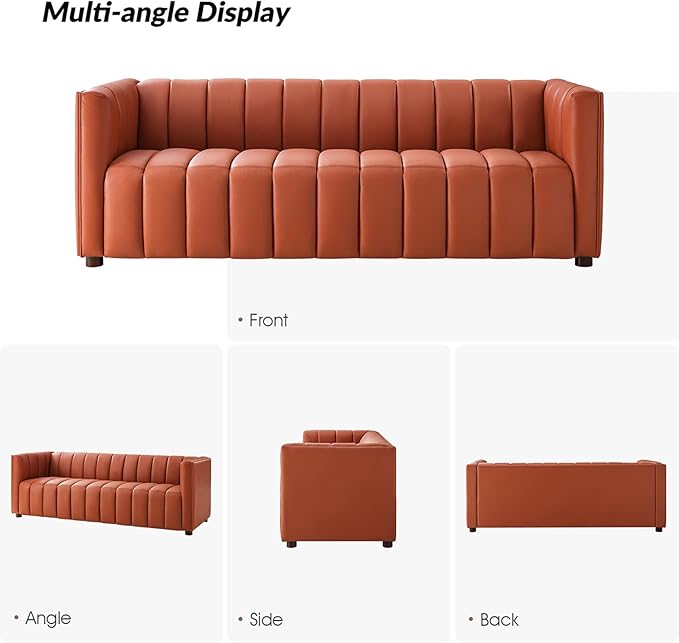 HULALA HOME 83" Genuine Leather Sofa - Image 5