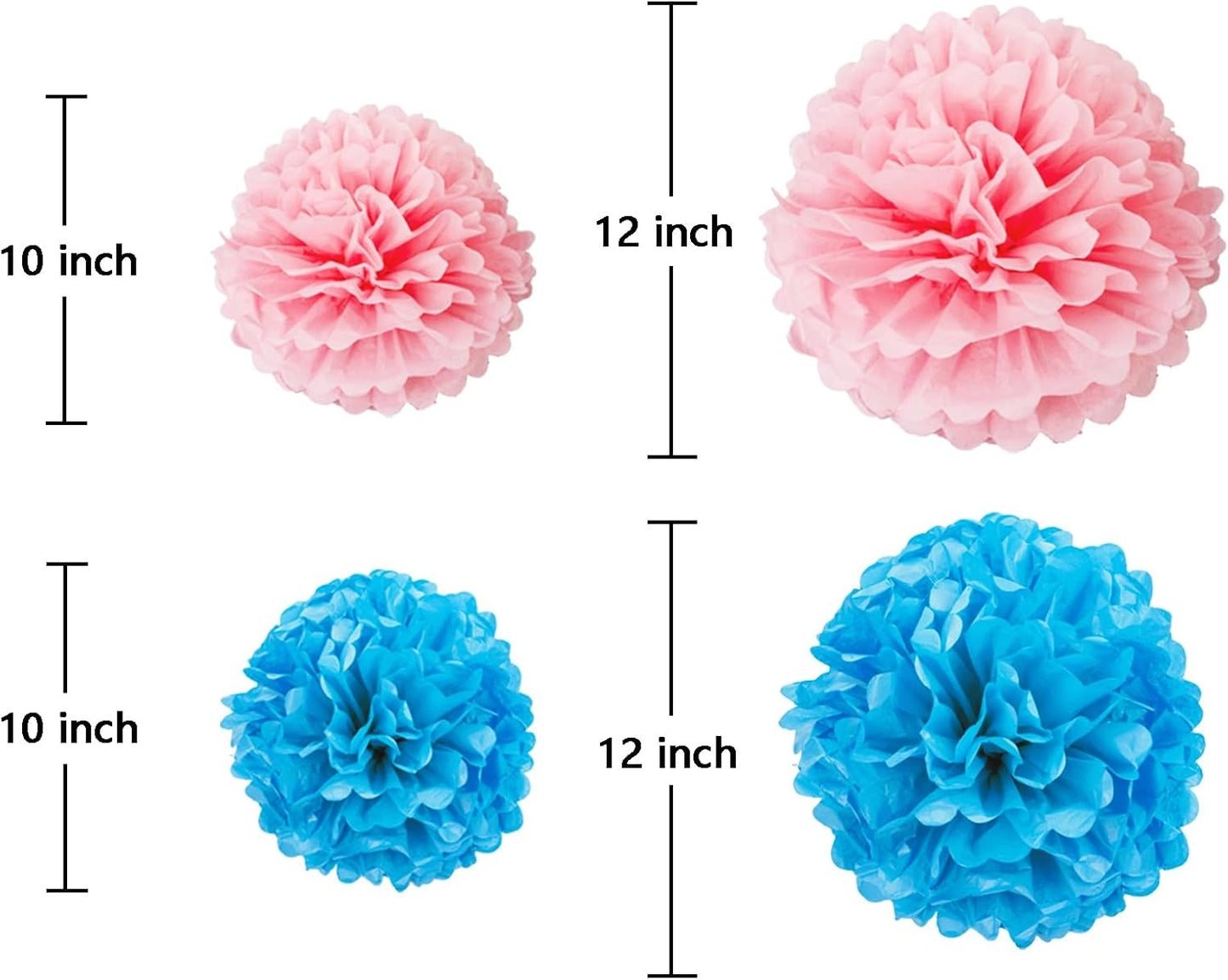 ZOOYOO Navy Blue and Yellow Paper Pom Poms Decorations for Party Ceiling Hanging Tissue Flowers Decorations 12pcs(2 Color of 10 Inch, 12 Inch)