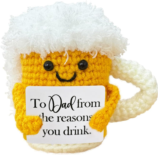 Emotional Support Crochet Beer,Drinker Gift for Men,Dad Ideals Gifts,Funny Stuff,Cute Crochet Beer Home Decor for Housewarming Gift,Friendship Gifts,Christmas Stocking Stuffers