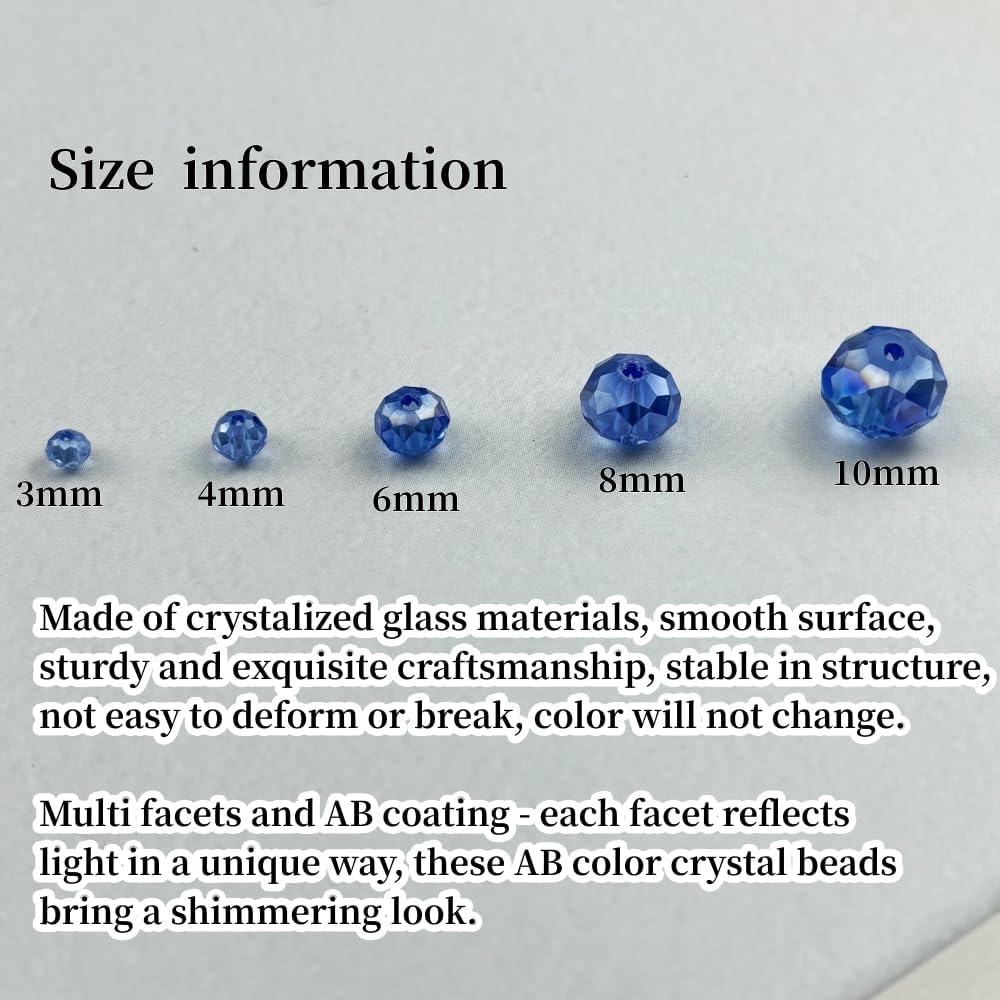 500pcs 3mm Crystal Glass Beads for Crafts Faceted Rondelle Glass Beads for Jewelry Making Crystal Spacer Beads for Necklaces Bracelets Earrings DIY Craft(Light Blue AB)