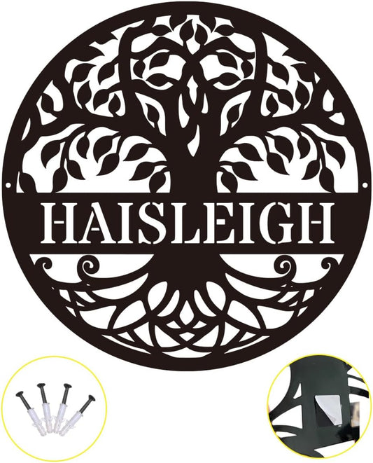 Personalized Tree of Life Metal Sign, Family Name, Custom Monogram Wall Decor, Outdoor Housewarming Gift, Wedding Gifts