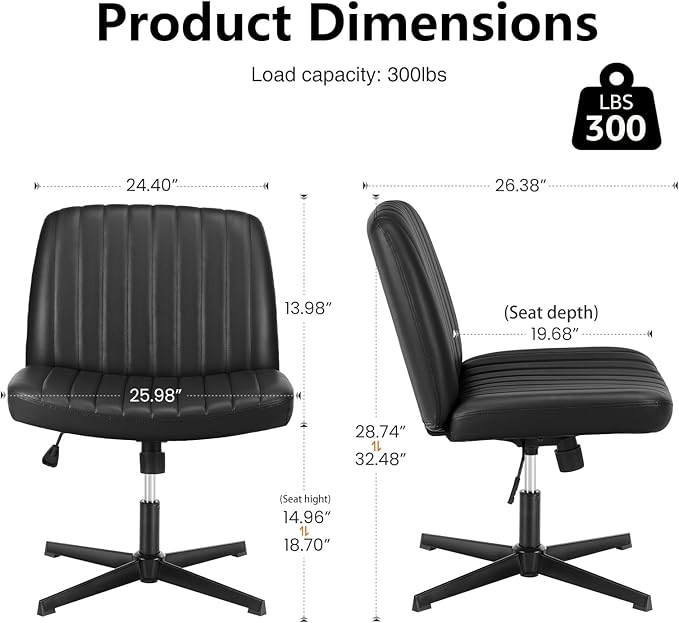 OLIXIS Criss Cross Legged Chairs Armless No Wheels Wide Seat Height Adjustable - Image 3