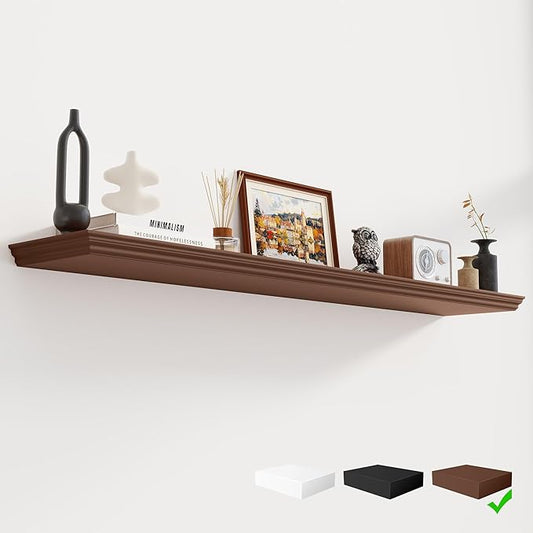 Fun Memories Floating Shelves 55 Inch Long, 9.3 Inch Deep Classic Crown Molding by FunMemories