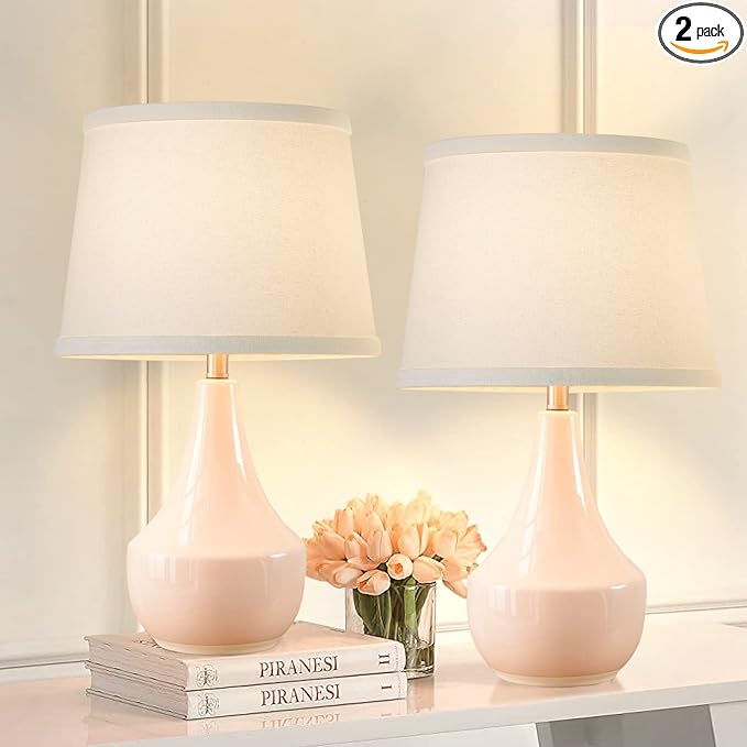 GyroVu 18" Table Lamp Set of 2, Ceramic Lamp Classic Beside Lamps Nightstand by WelcomeGyroVu
