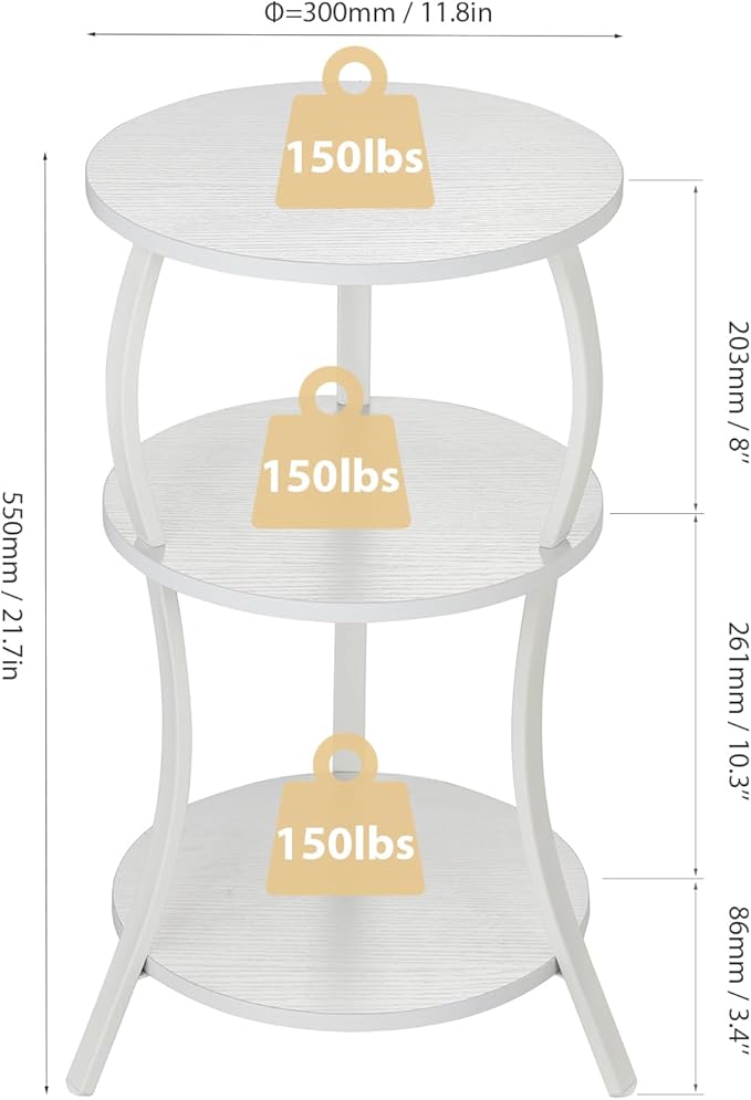 YEAKOO Vintage Small Round Side Table, 3-Tier Slim Waist Circular End Table - Image 3