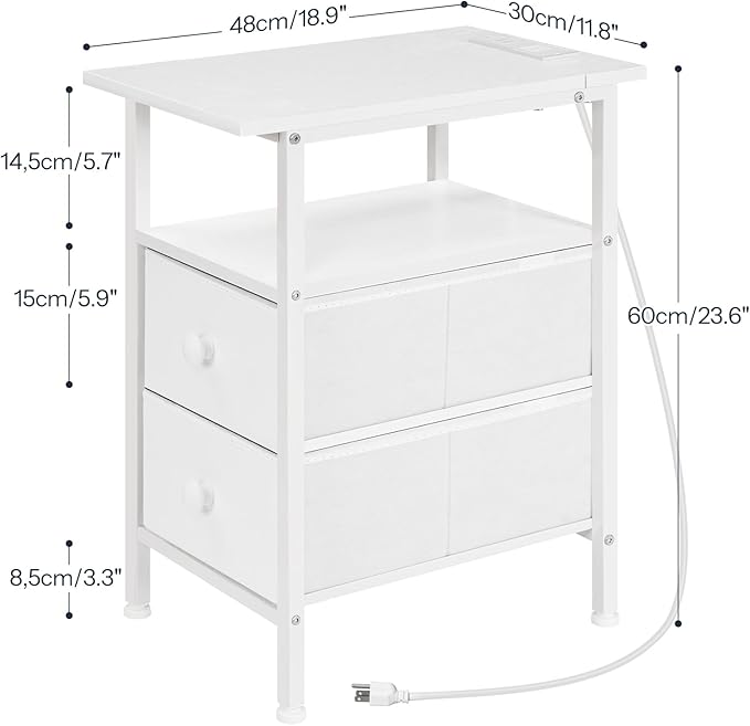 HOOBRO End Table with Charging Station, Narrow Side Table, Nightstand with 2 - Image 3