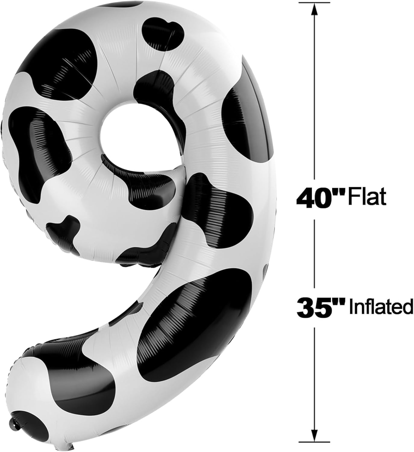 40 Inch Big Cow Print 9 Balloon Number, Jumbo Giant Happy 9th 19 29 39 49 99 Birthday Party Decorations, Large Nine Mylar Foil Anniversary Birthday Party Engagement Decorations