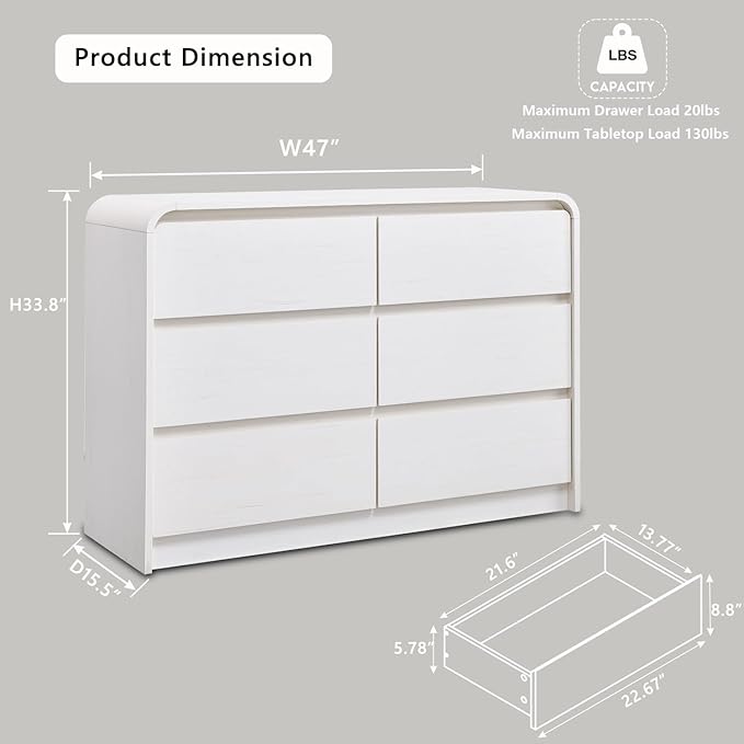 Aitjunz Modern 6 Drawers Dresser - Image 2