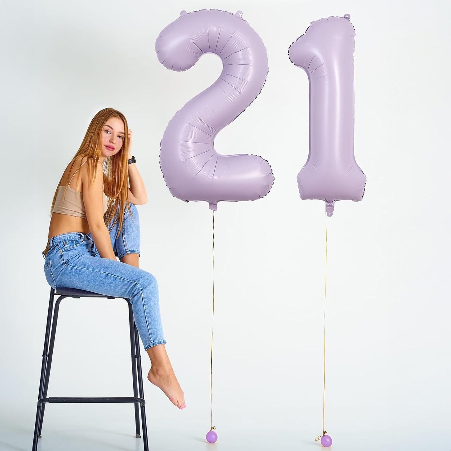 Light Purple Number 4 Balloons, 40 In Large Pastel Purple Number 4 Mylar Foil Helium Balloons for Girls, Self Inflating Lavender Number Four Balloon for Women 4th Birthday Anniversary Party Decoration
