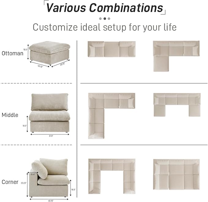 160.6" Cloud Couch Modular Sectional Sofa - Image 8