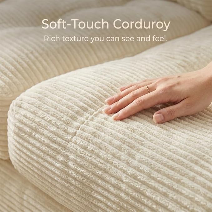 85" Corduroy 3 Seater Sofa in a Box, High-Density Foam Couch, No Assembly - Image 6