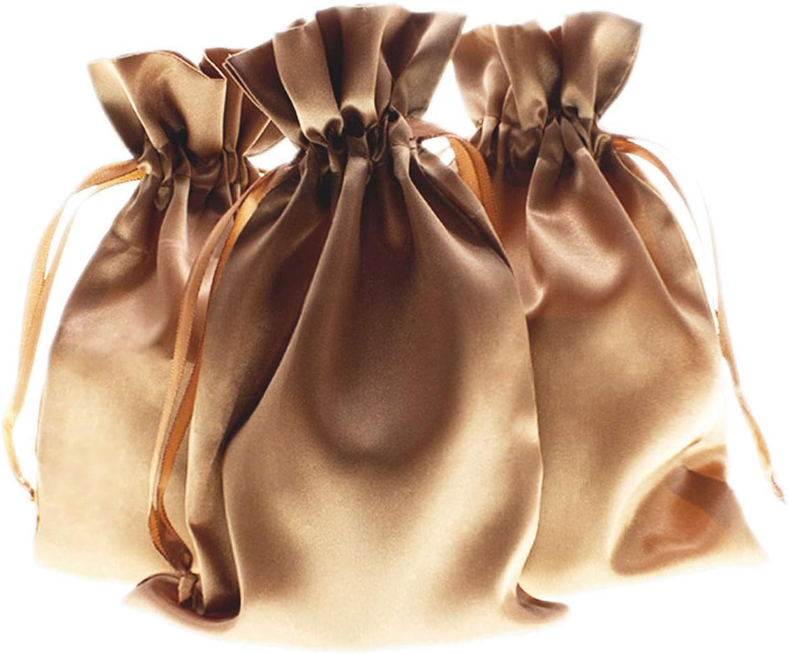 Old Gold Satin Gift Bags, Wedding & Baby Shower Favor Bags, 50 Pack of 5" x 8" Bags