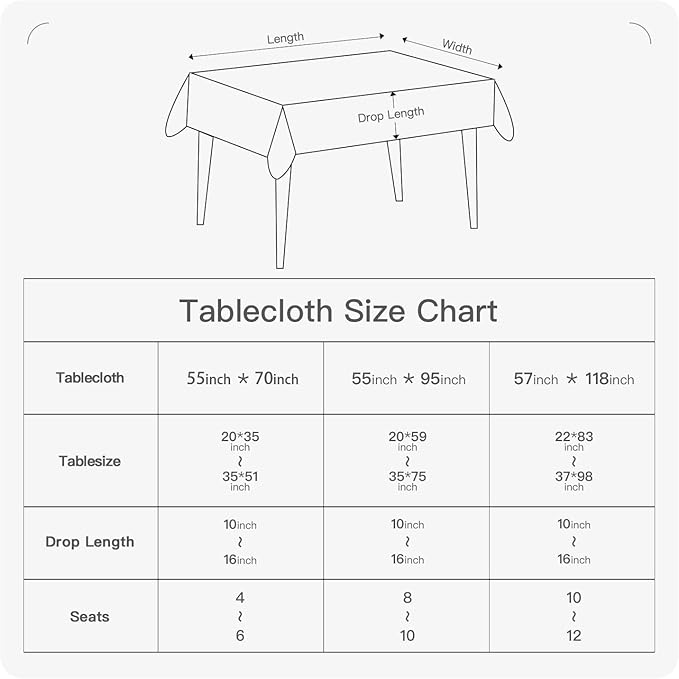 BALCONY & FALCON Rectangle Table Cloth Waterproof Tablecloth Fuzzy Linen and - Image 6