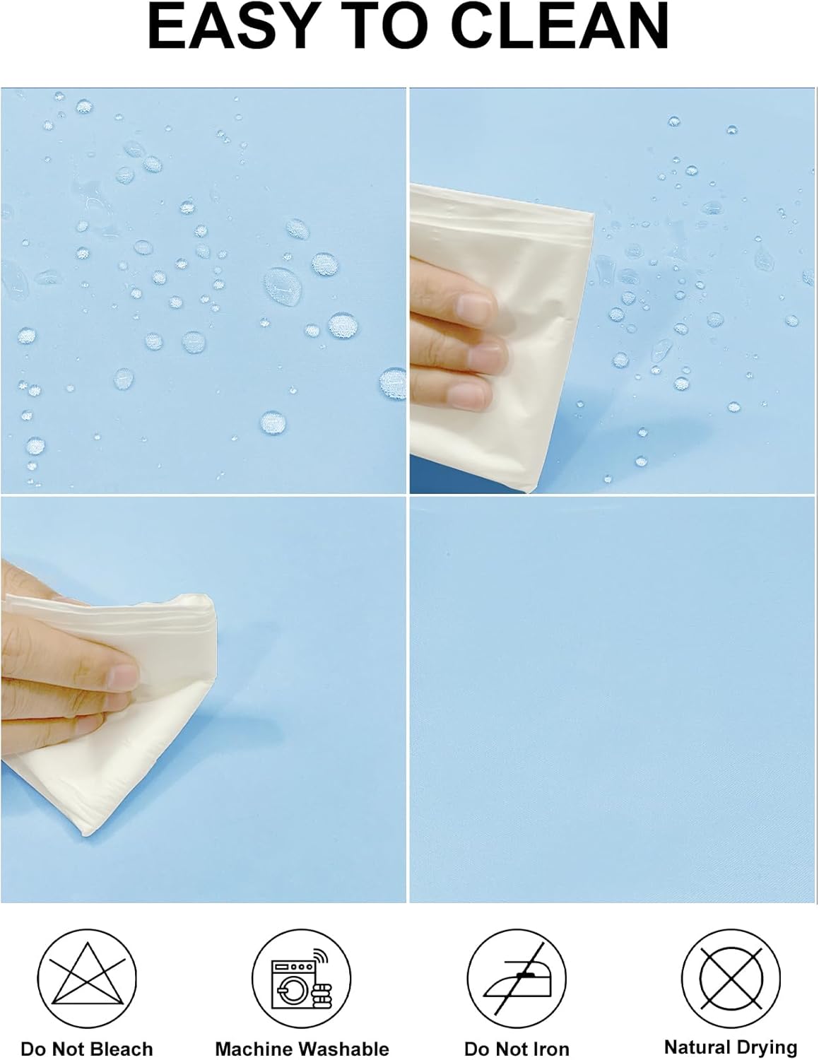 Fokitut 2 Pack Waterproof Round Tablecloth, 108 Inch, Stain Resistant and Wrinkle Polyester Table Cloth, Fabric Table Cover for Kitchen Dining, Wedding, Party, Holiday Dinner-Blue Mist