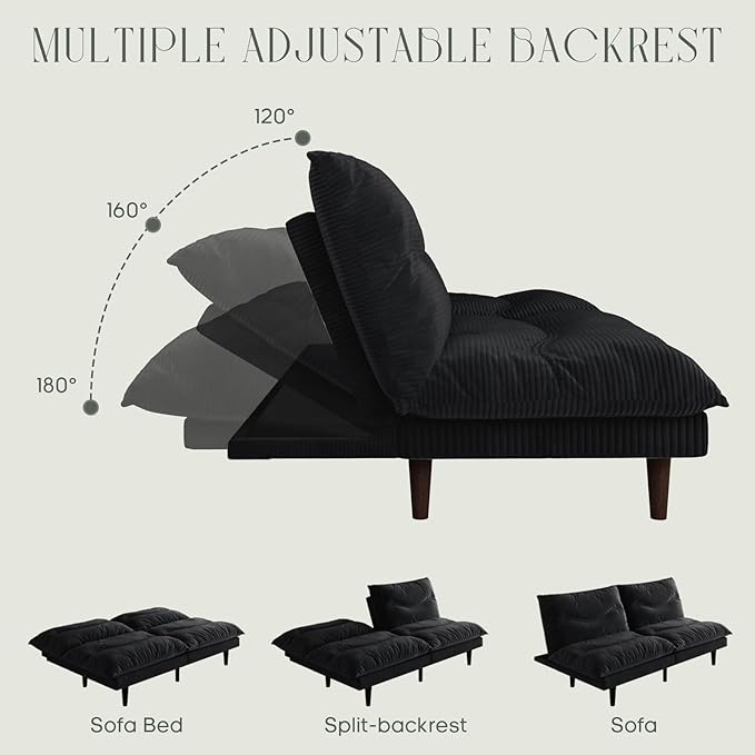 DreamDashio Futon Sofa Bed, 69 inch Futon Couch - Image 3