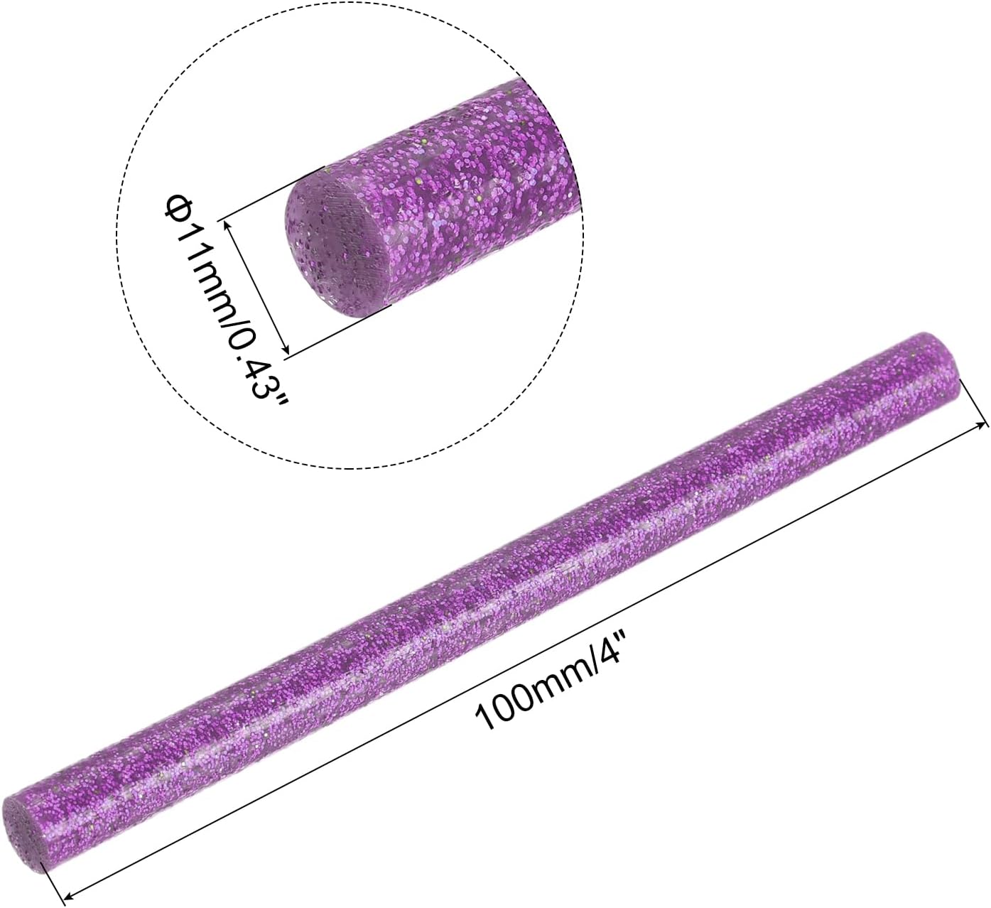 uxcell 20pcs Hot Glue Sticks for Glue Gun 11mm/0.43-inch x 4-inch Mini Hot Melt Adhesive Glue Stick Glitter Purple