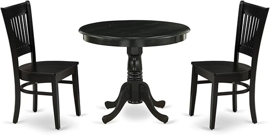 East West Furniture ANVA3-BLK-W 3 Piece Kitchen Table Set by EastWestFurniture