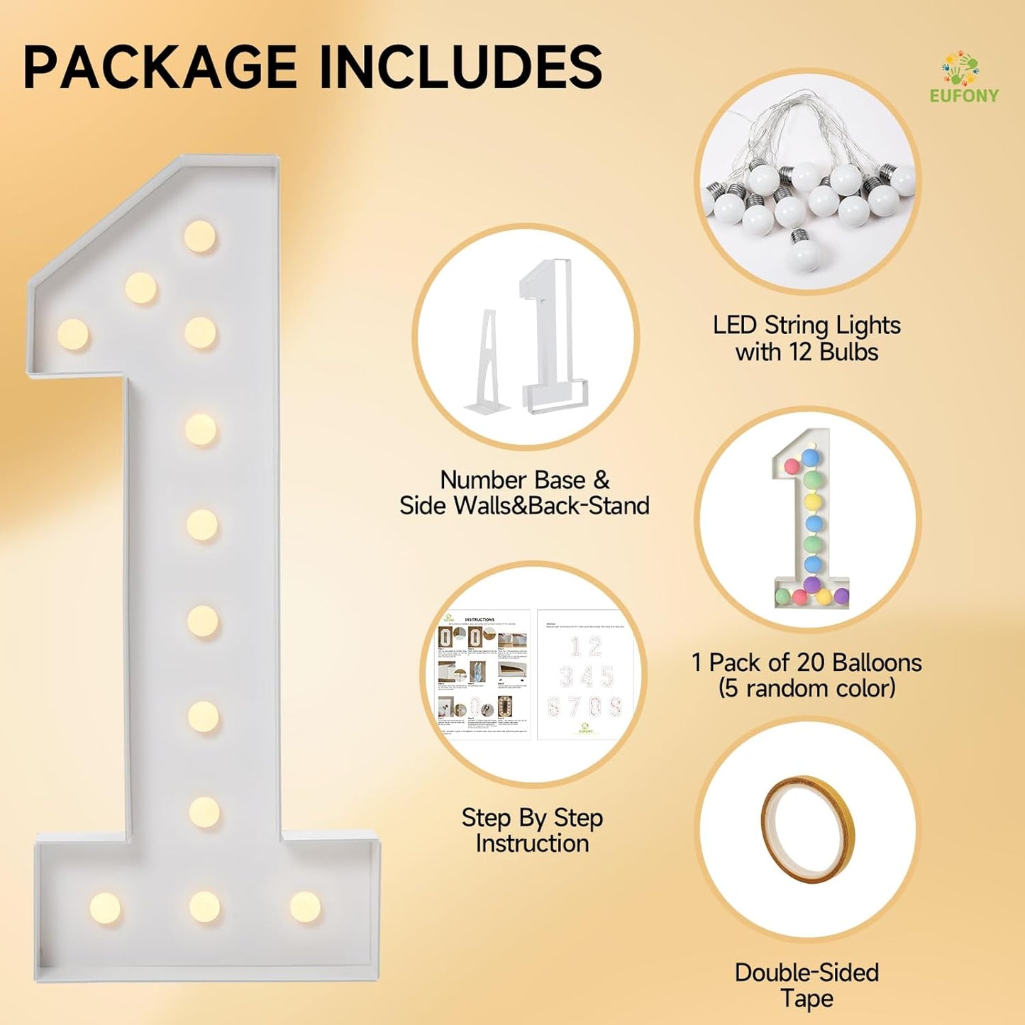 4FT Marquee Numbers, Large Light Up Numbers 0 for 10th 20th 30th Birthday Party Decorations, Big Light Up Number for 2025 Graduation Prom, 4 Feet Cardboard Number 0 with LED Lights DIY Kit