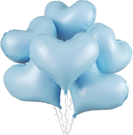 Blue Heart Balloons,24Inch Large Baby Blue Heart Foil Balloons for Valentine's Day Birthday Wedding Baby Shower Anniversary Party Decorations