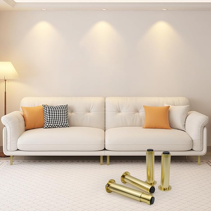 4 Pcs Gold Sofa Adjustable Legs Metal Modern Furniture Legs - Image 7