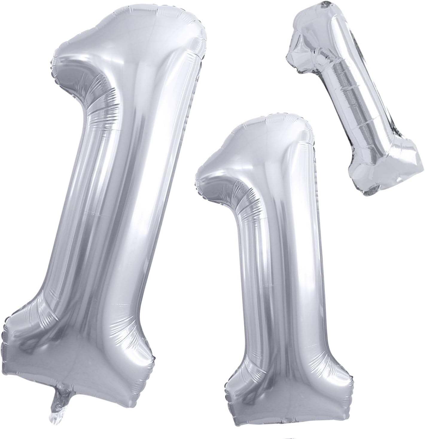 GOER Silver Number 1 Foil Balloons,Huge Number Balloons for 1st 11st Birthday Party Supplies Anniversary Decorations(3 pcs,42 inch,32 inc,16inch)