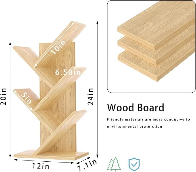 SHEEPAM 5 Tier Tree Book Shelf, Small Desktop Bookshelf - Image 3
