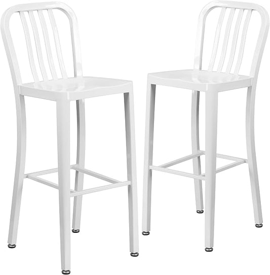 Flash Furniture Gael Commercial Grade 2 Pack 30" High White Metal by FlashFurniture